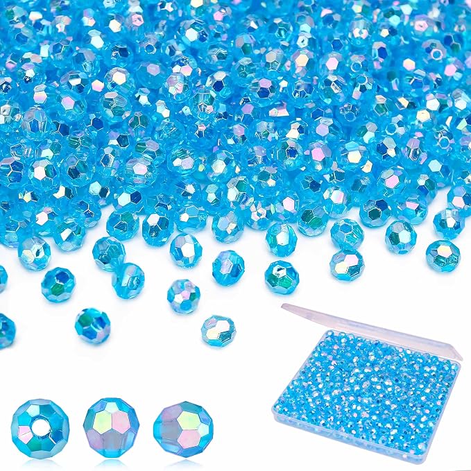 BONNY BOXX 1000pcs 6mm Acrylic Faceted Round Crystal Beads Transparent by BONNY+BOXX