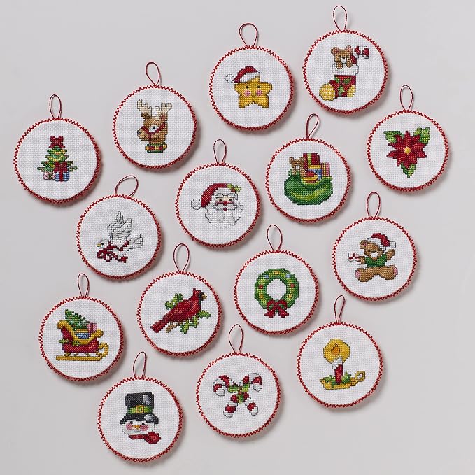 Bucilla Cross-Stitch 14 Piece Ornament Making Kit, Classic Christmas Collection - Image 5