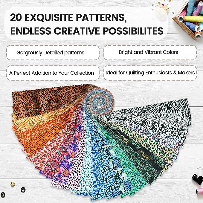 Craftido-20 Options-100% Cotton Jelly Roll Fabric Precut Strips - Image 3
