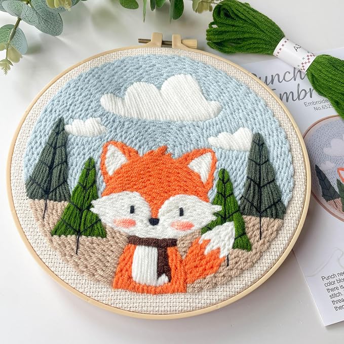 Myfelicity Punch Needle Kit for Beginners – Fox Pattern, Includes Threads & - Image 4