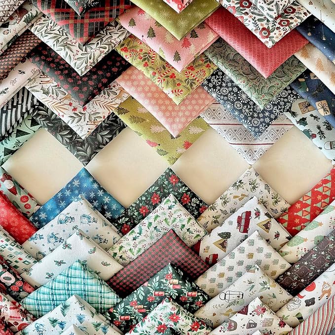 Cozy Patchwork Cotton Fabric Bundle – 60 Pre-Cut Squares, 100% Cotton 140 GSM by FabricsTown