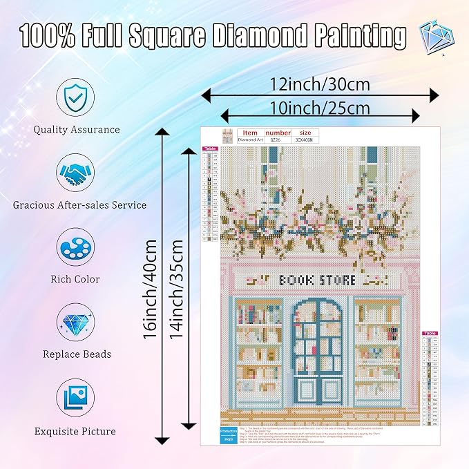 Ausanrl Bookshop Square Diamond Painting Kits - Image 6