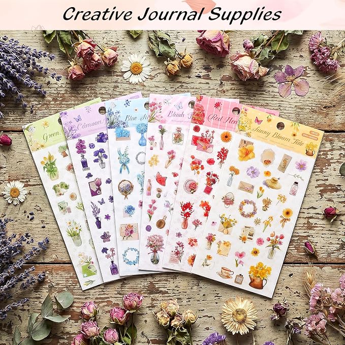 Pengxiaomei 375 Pcs French Flower Stickers - Image 7