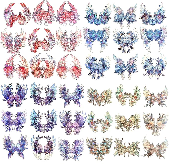 40Pcs Large Gilt Flower Wings Stickers by Weenkilly