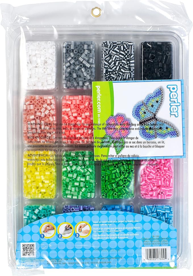 Perler Beads 80-17604 Perler Fused Bead Tray 4000/Pkg-Stripes 'n Pearls - Image 2