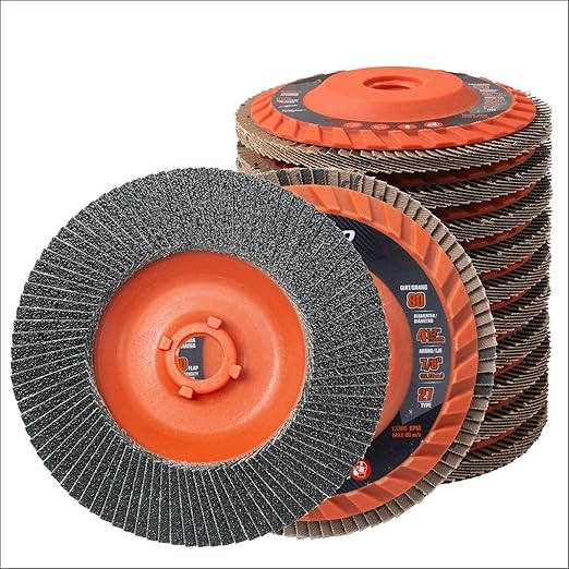 Jumbo Zirconia Flap Discs 4 1/2 for Angle Grinder, 80 Grit Type 27 High Density Trimmable 5/8"-11 inch Grinding Wheels for Grinding, Rust Removal, Sanding and Finishing - 10 Pack