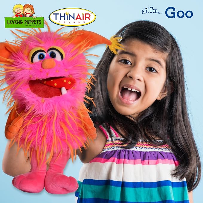Living Puppets 15-Inch Plush Pink & Orange Friendly Monster Hand Puppet - Image 2
