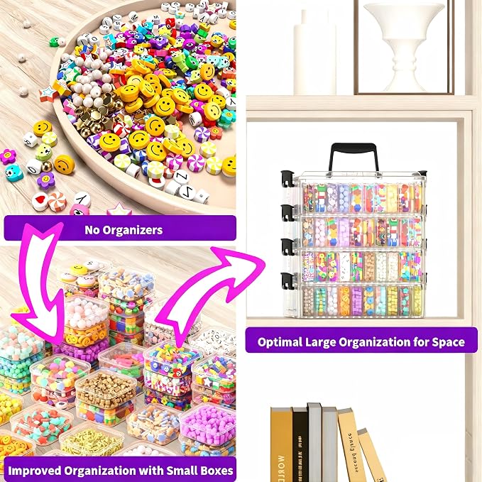 Bead Organizer Box 120 Pcs, 4-Tier Large Capacity Stackable Bead Storage - Image 7