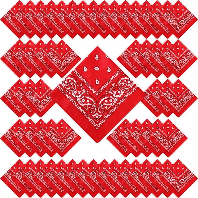 100 Pack Bandanas Unisex Paisley Bandanas Bulk Multi Purpose Cowboy Head Wrap by Handepo