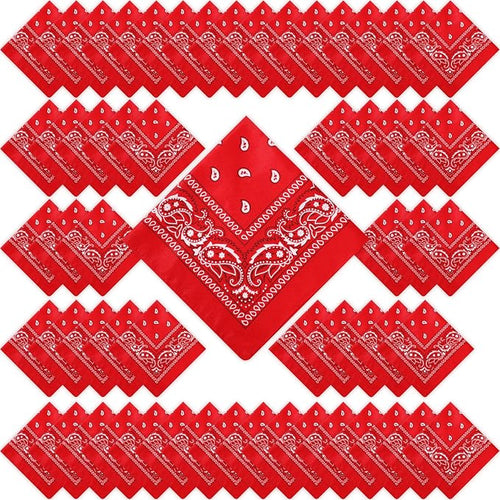 100 Pack Bandanas Unisex Paisley Bandanas Bulk Multi Purpose Cowboy Head Wrap by Handepo
