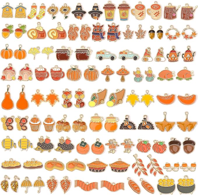 SANNIX 110Pcs/55 Pairs Fall Charms, Thanksgiving Charms by SANNIX