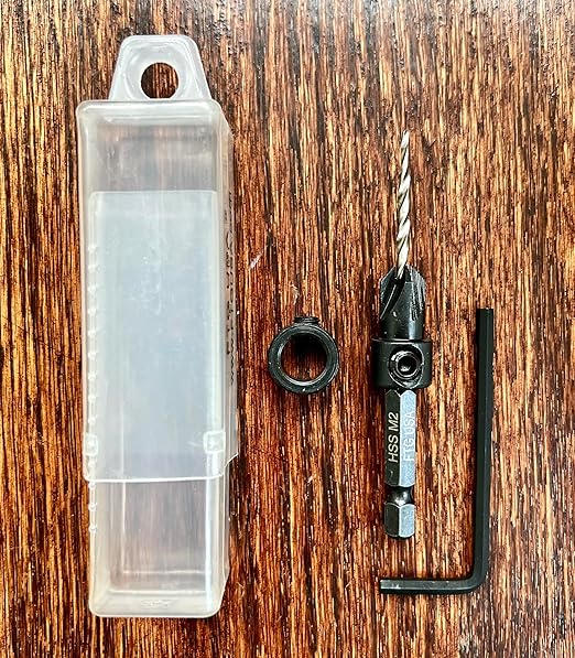 FTG USA Adjustable Wood Countersink Drill Bit #4 (7/64") with Tapered Drill Bit for Woodworking
