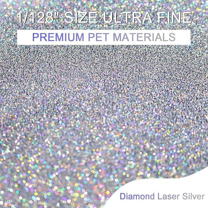 Ceya 3.8oz/ 110g Holographic Ultra Fine Glitter Powder Diamond Laser Silver - Image 2