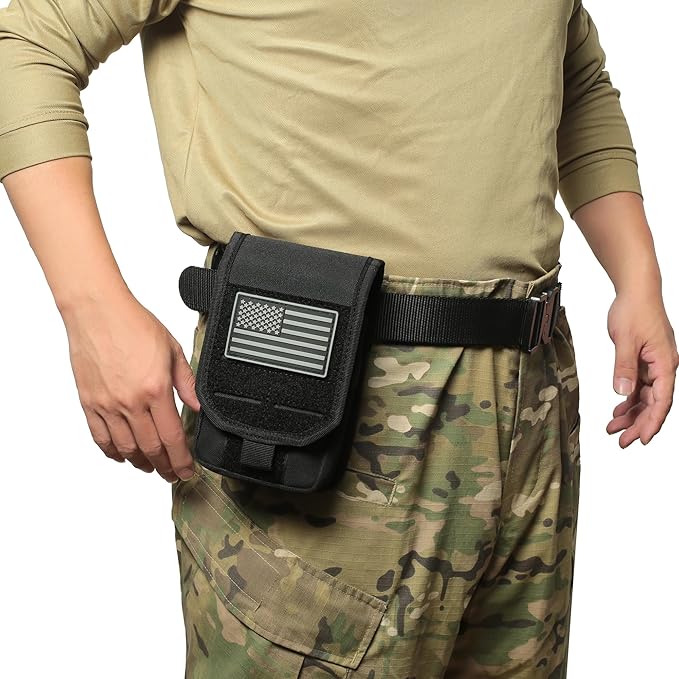 Heavy Duty Small Tool Bag with D-Ring Clip,Flag Patch&Shoulder Strap - Small Tactical Molle Zipper Tool Bag,EDC Storage Tool Bags for Men,Multipurpose Utility Work Organizer Bag