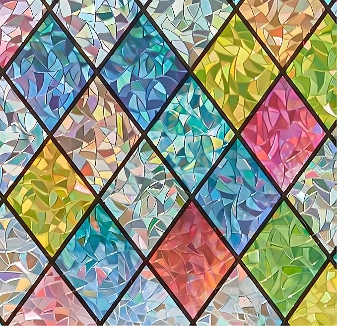 Sunbaby Window Privacy Film Stained Glass Decorative Rainbow Window Cling 3D by SUNBABY