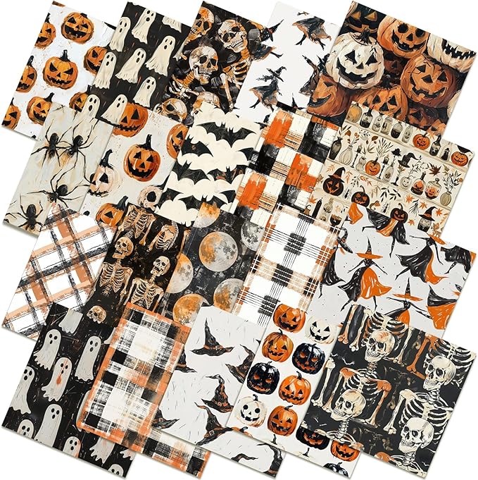 HunnmingRe 20 Pcs 10''x10'' Halloween Quilting Fabric Square Spooky Ghost by HunnmingRe