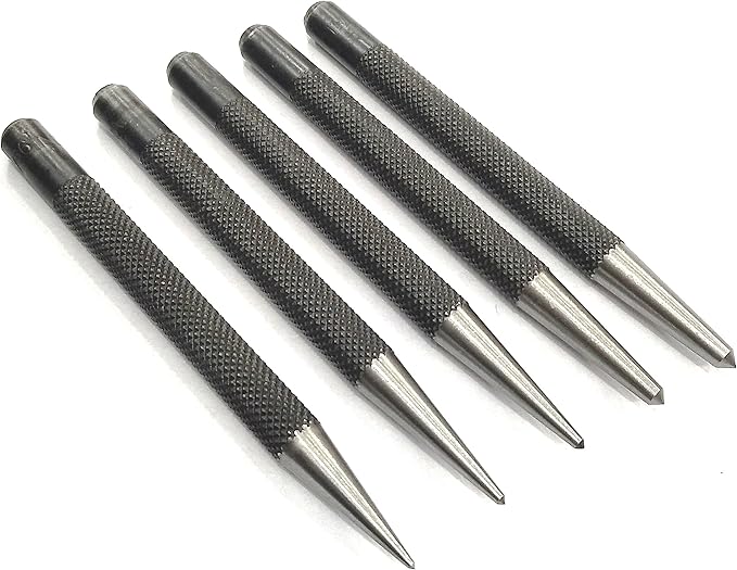 Set of 5 Round Head Center Punches for Metal and Woodworking – High-Quality Hand Tools