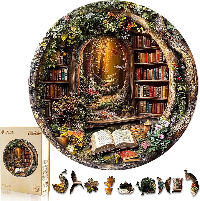 KAAYEE Wooden Puzzles for Adults, Tree House Library Wooden Jigsaw Puzzle by KAAYEEDirect