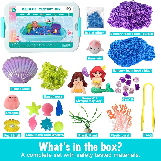 Carolart Mermaid Sensory Bin for Girls, Mermaid Toys, Ocean Sensory Kit | - Image 5