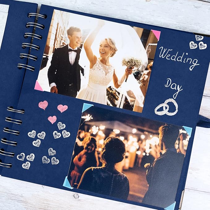 Bstorify Square Scrapbook Photo Albums 8 x 8 Inch Blue Hardcover - Image 5