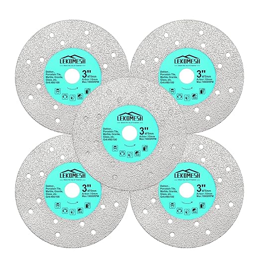 Rock Slab Grinding Disc - 3 inch Glass Cutter Disc (5pcs), Granite Cutting Blade, Diamond Grinder Wheel for Rock Slab, Stone, Tile, Marble, Granite, Glass Diamond Saw Blades