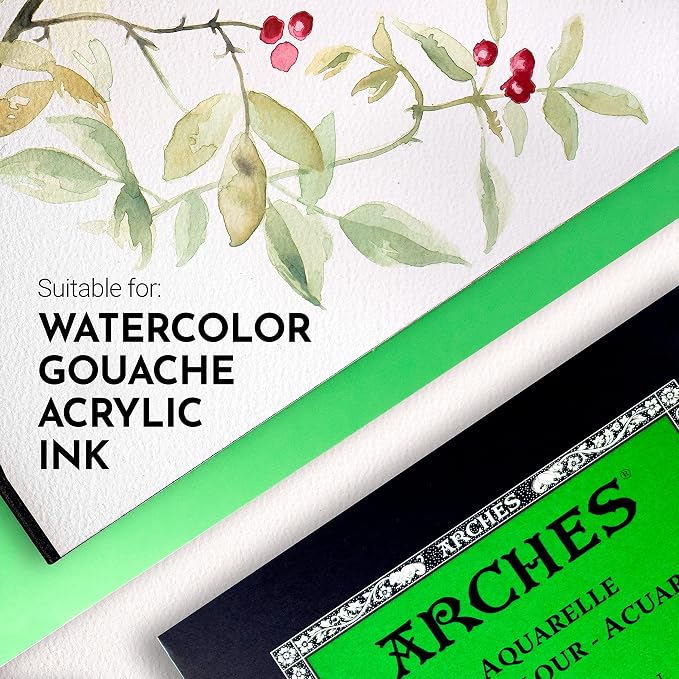 Arches Aquarelle Watercolor Paper Pad, Cold Pressed, 140lb/300gsm, 12 Sheet - Image 3