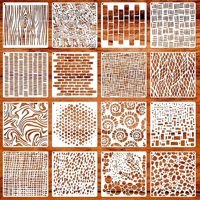 12 Inch Geometric Stencils for Painting, PET Texture Pattern Templates for by Felixcraft-DIYDreamscape