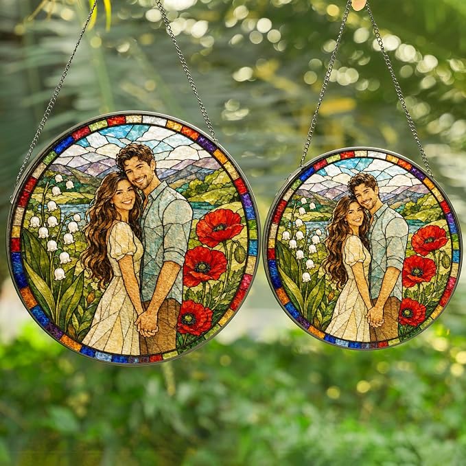 Personalized Couples Photo Faux Stained Glass Sun Catcher, Photo Couple - Image 6