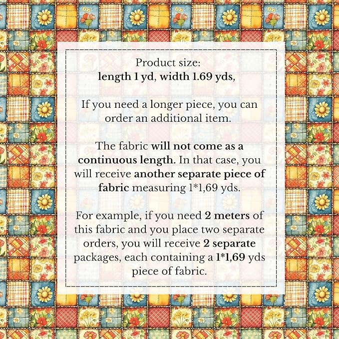Sunny Garden Patchwork Cotton Fabric Panel 61 x 36.6 Inches, Floral Rustic - Image 6