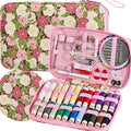 Rose Floral Sewing Kit with 130 PCS Sewing Supplies Accessory, PU Zipper Sewing by Bobode