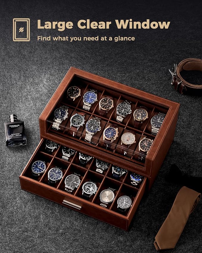 ProCase Watch Box for Men, 24 Slots Watch Display Holder - Image 5
