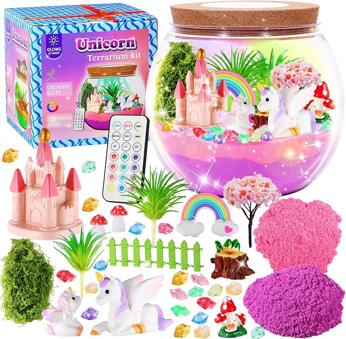 Gifmore Unicorn Light Up Terrarium Kit by CreativeLightUpTerrariumCraftKitforKids