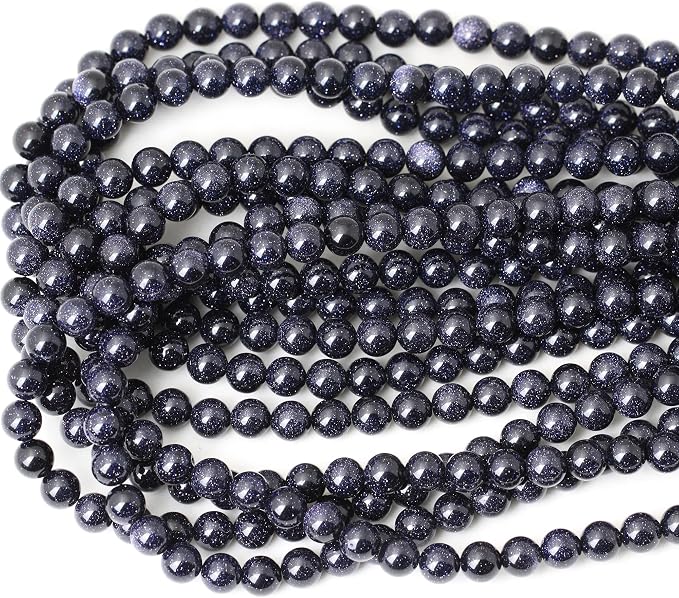 45PCS 8mm Natural Blue Sandstone Gemstone Round Loose Beads Stone Beads - Image 3