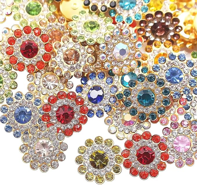 Mixed Colors 14mm 150pcs Sunflower Shape Sew on Rhinestones, Jewels Crystals by Unknown