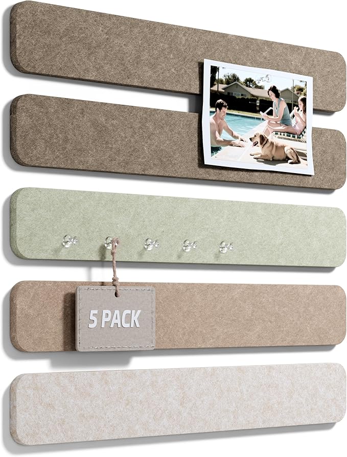 Fluxynara Cork Board Alternative Felt Strip Board 5-Pack 13"x2", Office Pin by FLUXYNARA