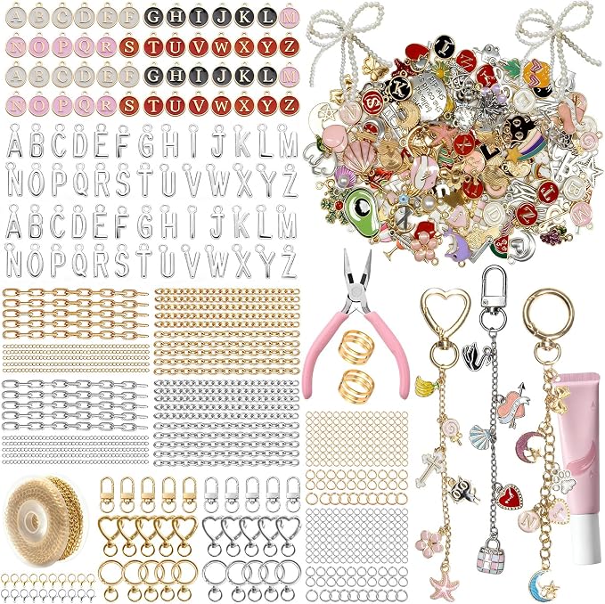 Grnheat 700 Pcs Charms Lip Gloss Keychain Making Kit by Grnheat