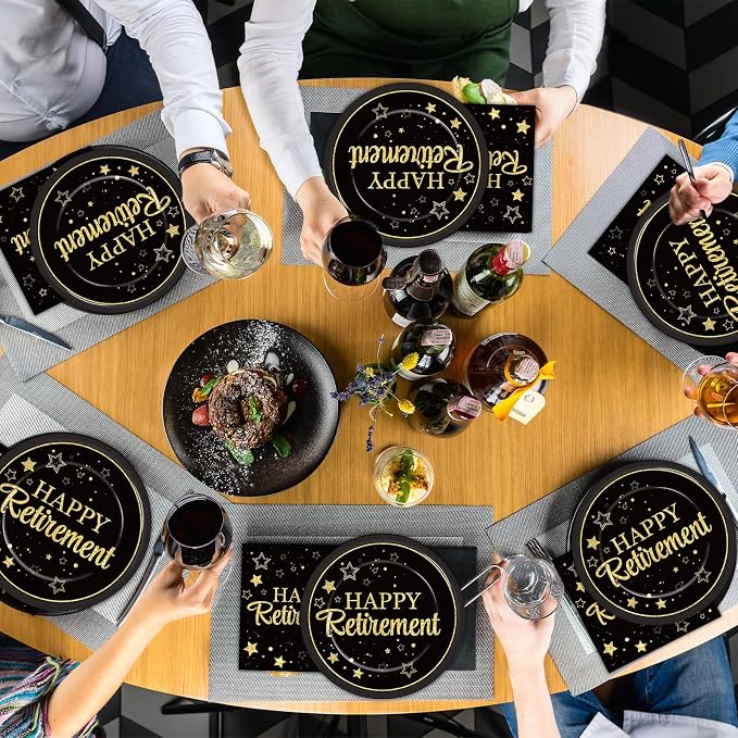 48Pcs Happy Retirement Paper Plates and Napkins Retirement Party Decorations - Image 7