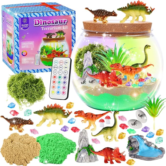 Gifmore Dinosaur Light Up Terrarium Kit by CreativeLightUpTerrariumCraftKitforKids