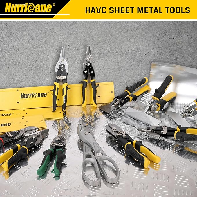 HURRICANE 10 Inch Aviation Tin Snips, Heavy Duty Metal Cutter Shears for Cutting Sheet Metal, Straight Cut, Chrome Vanadium Steel