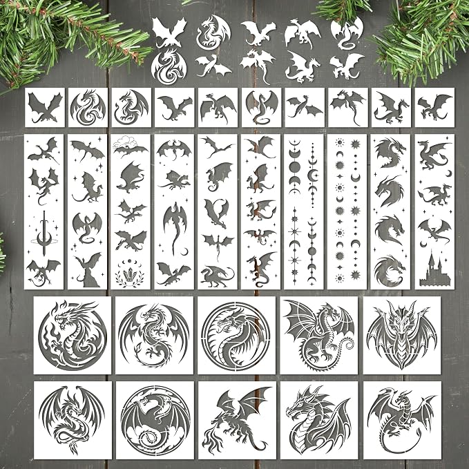 Keluna Dragon Stencils for Painting by KelunaPaintingStencils