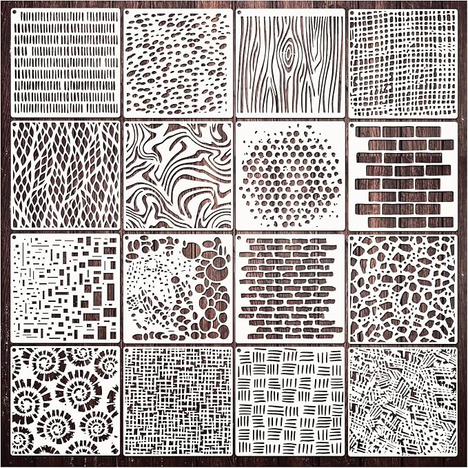 Cubist Stencils for Crafts Reusable 6 X 6 Inch Texture Mixed Media Burlap Art - Image 8