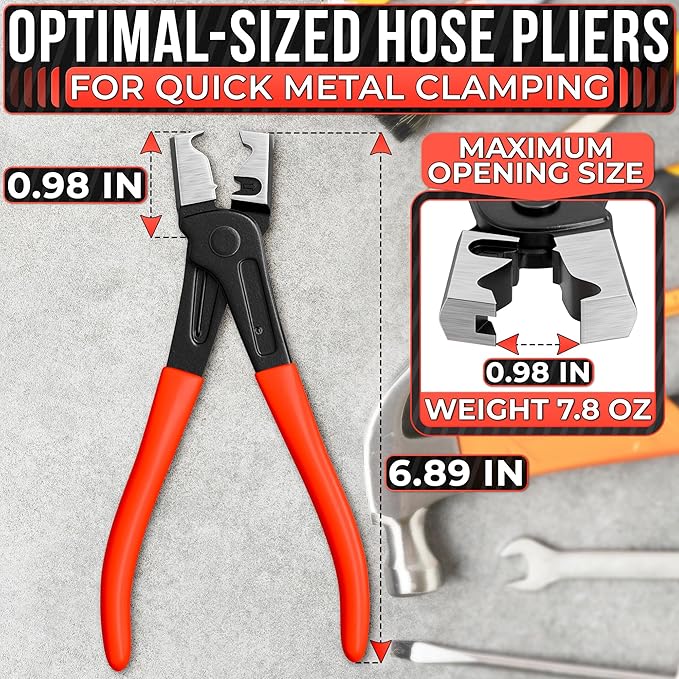CV Boot Clamp Pliers – Car Hose Clamp Pliers Automotive – 6.97" Forged Steel Tool with Non-Slip Grip and Spring Gate Design for Clic R, Fuel Line, EVAP & Coolant System Clamps, Heavy-Duty Build