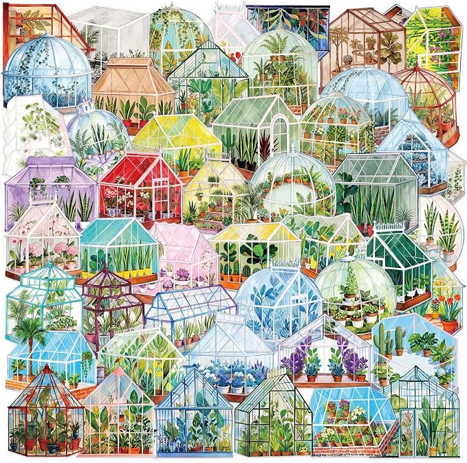 50PCS Transparent Greenhouse Plants Stickers Nature Botanical Floral Aesthetic by Unknown