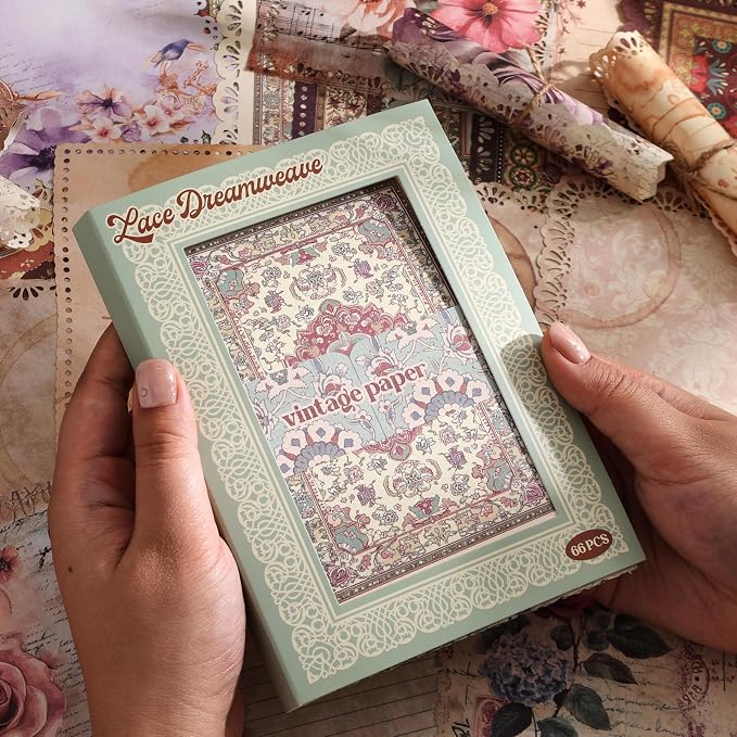 66 Sheets Lace Edged Scrapbook Paper Set, 6 Packs Vintage Decorative Paper - Image 5