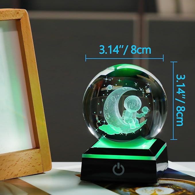3d Astronaut Moon Crystal Ball Planets Space Decor Astronomy Science Gift | - Image 6