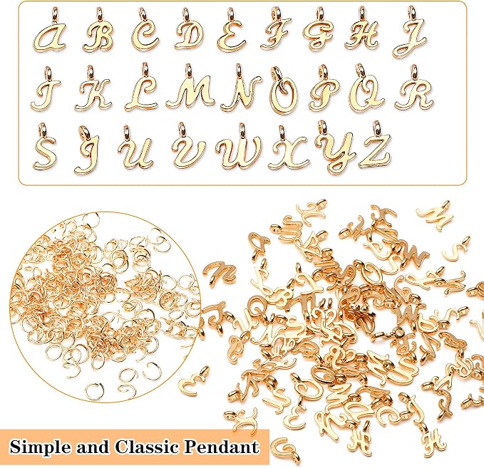 SANNIX 156Pcs/6 Sets Gold Letter Charms - Image 3