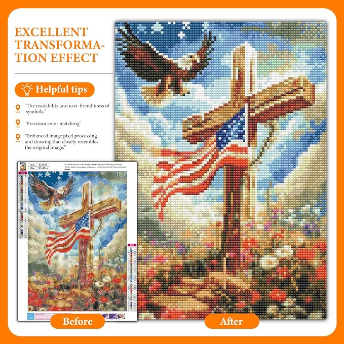 Offito Flag Cross Diamond Art Kits - Image 2