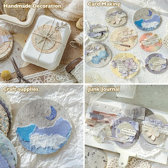 300Pcs Scrapbook Supplies Kit, Round Edge Colorful Textured Embossed Rice - Image 5