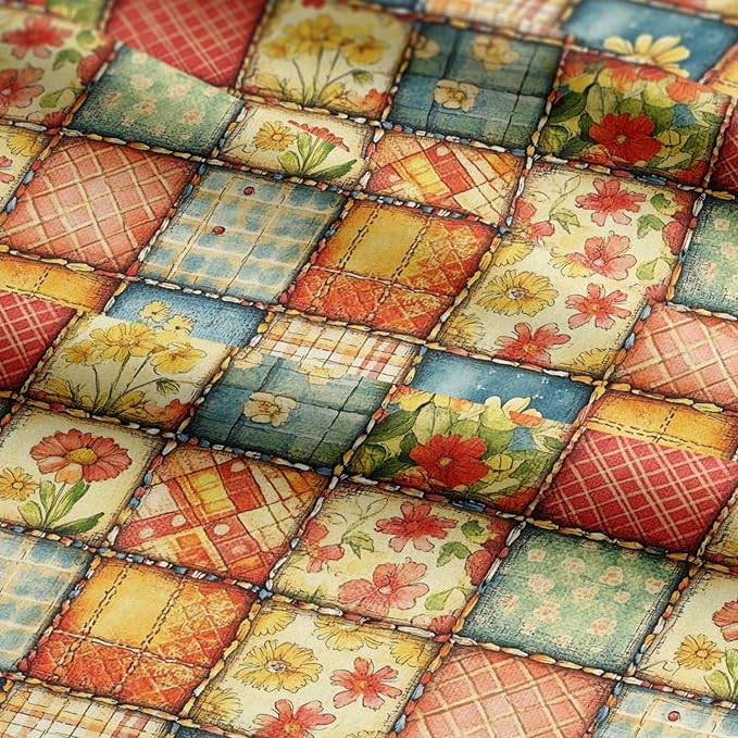 Sunny Garden Patchwork Cotton Fabric Panel 61 x 36.6 Inches, Floral Rustic - Image 7