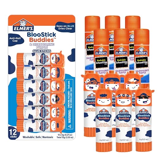 Elmer's Glue Sticks Combo Pack, BlooStick Buddies & Disappearing Purple by Unknown